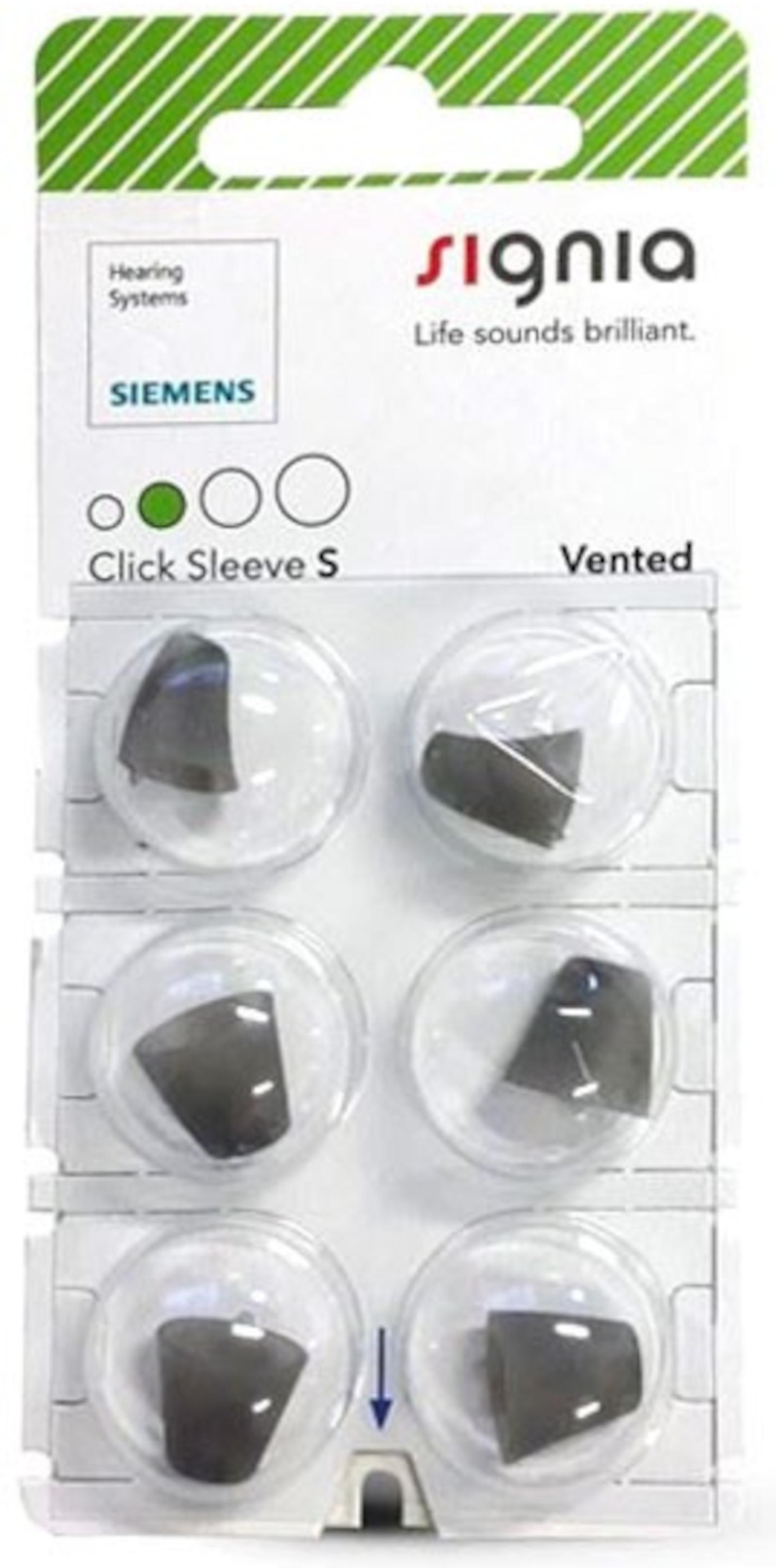 Signia Sleeve 3.0 Vented S Domes 6er Blister Grün Hörgeräteschirmchen Silikon 10992856