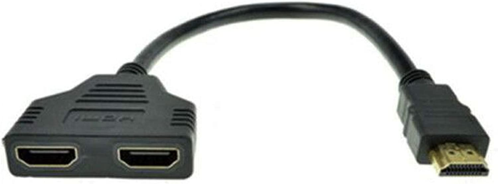 EWANTO 30 cm Splitter 2x HDMI Mirror (w) auf 1x HDMI (m) Hub Multi-Monitor Adapter Schwarz SHS-01