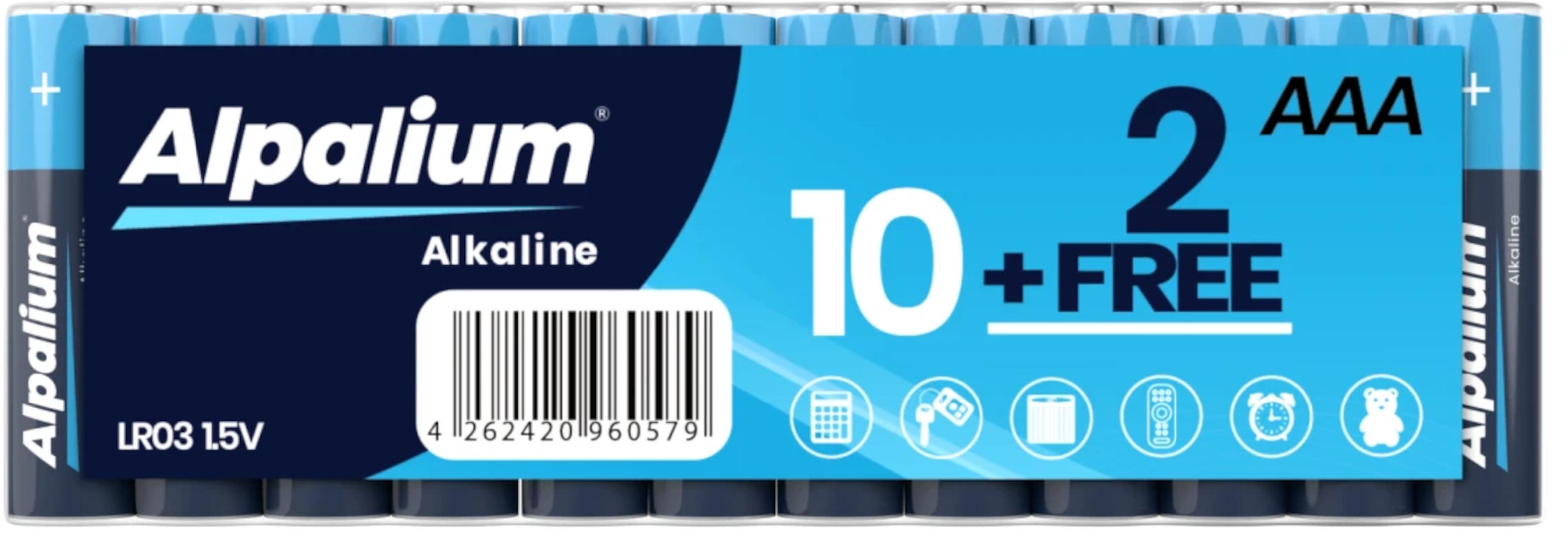 Alpalium AAA 10 + 2 12er Shrink Batterie Alkaline LR03 Mikro 1,5V 12101203