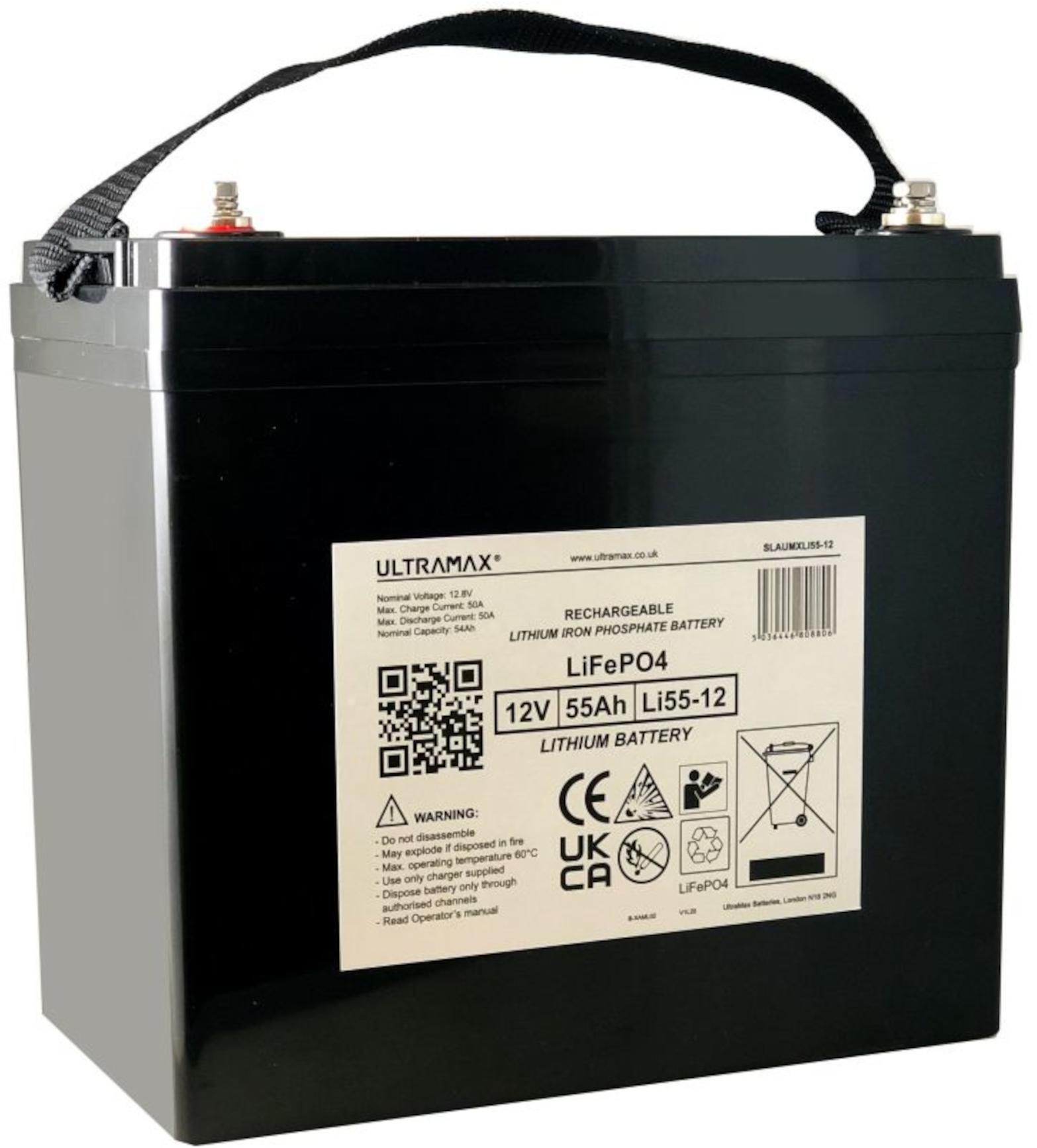 UltraMax SLAUMXLI55-12 – 12 V LiFePO₄-Batterie 55 Ah SLAUMXLI55-12