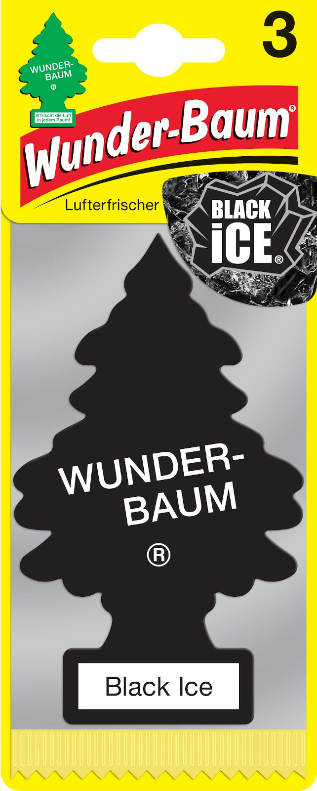 Wunder-Baum 3er Packung Lufterfrischer für das Auto Duft Baum Sorte Black Ice air freshener 