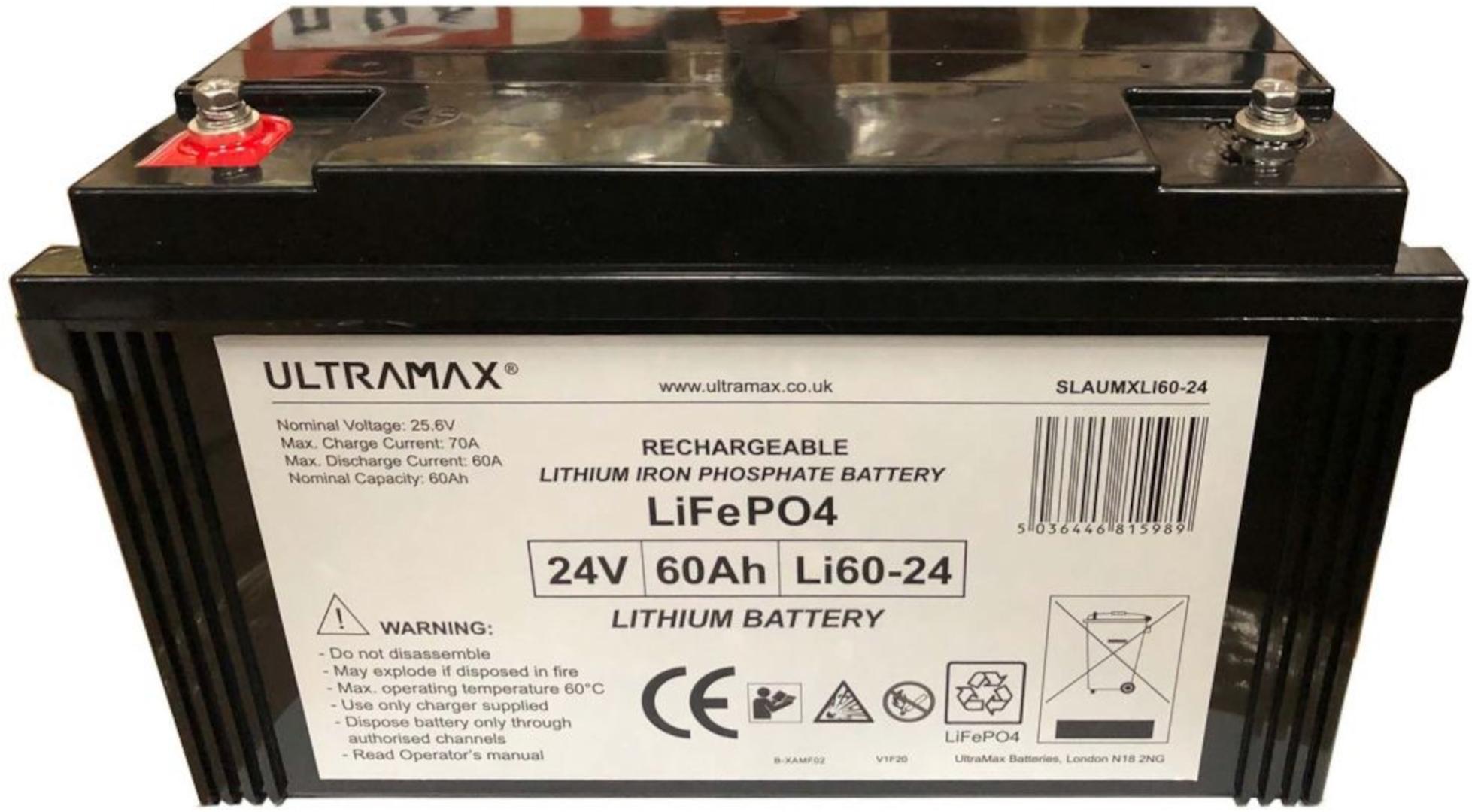 UltraMax SLAUMXLI60-24 Eisenphosphat-Batterie LiFePO₄ 24V SLAUMXLI60-24