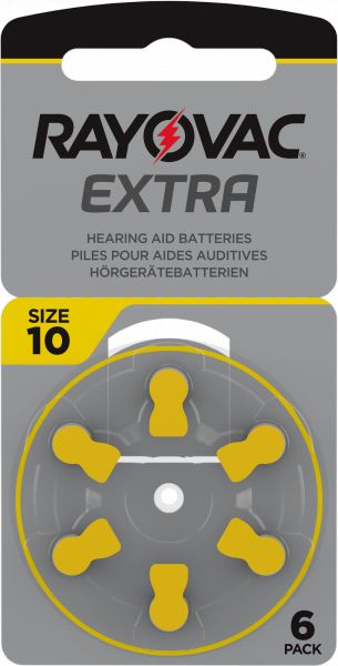 Rayovac 1000x Extra Advanced Gr. 10 Hörgerätebatterien 6er Blister PR70 Gelb 24610 10AUX-6XEMF