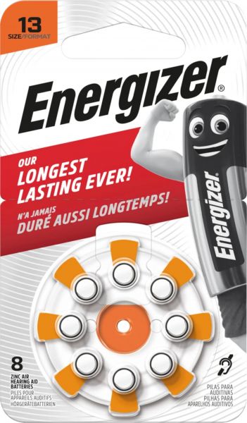 Energizer 8er Hörgerätebatterien Zinc-Air ENR EZ E301431603 Turn & Lock (13) E301431603