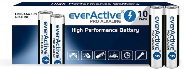 everActive Pro Alkaline LR03 AAA 1,5V High Performance Batterie Micro 10er Packung LR0310PAK