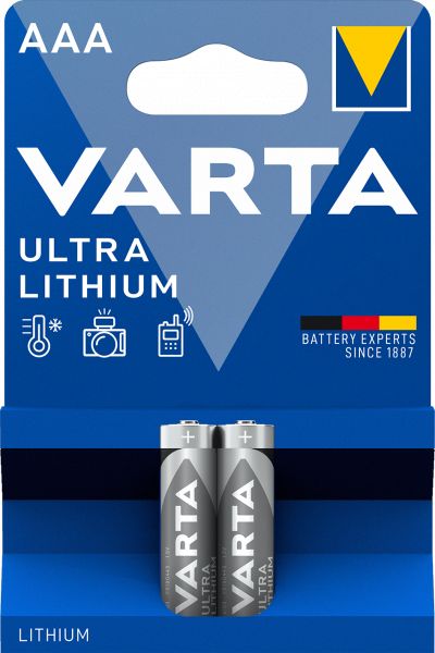 Varta VARTA Ultra Lithium AAA 2er Blister Micro LR03 Batterien, 1,5 V für Digitalkamera, Spielzeug, GPS Geräte, Sport- und Outdoor-Einsätze FR10G445 6103