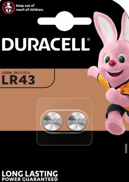 Duracell 10x LR43 AG12 Alkaline Batterie 1,5V 2er Blister 186/V12GA