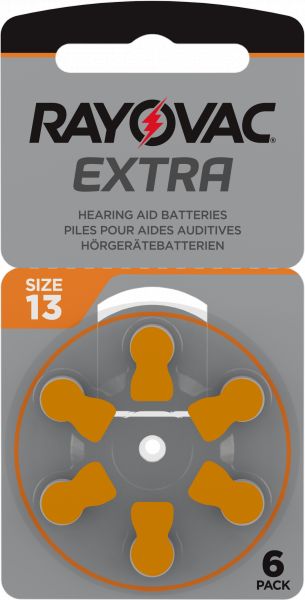 Rayovac 1000x Extra Advanced Gr. 13 Hörgerätebatterien 6er Blister PR48 Orange 24606 13AUX-6XEMF