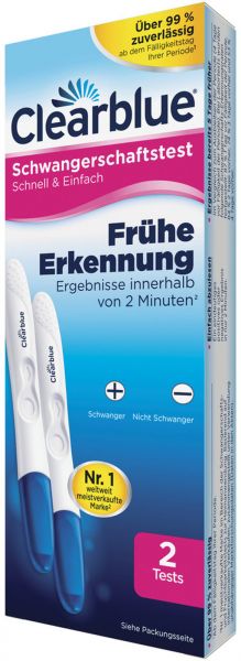 Clearblue Schwangerschaftstest Schnell & Einfach Frühe Erkennung 2er Pack