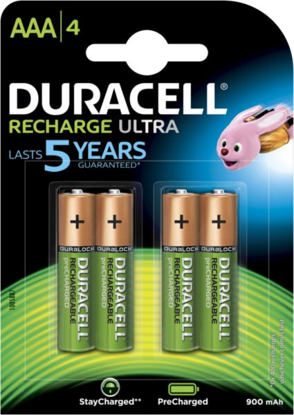 Duracell 10x Recharge Ultra Akku AAA HR03 900 mAh vorgeladen 4er Blister Micro Mini Stilo DX2400