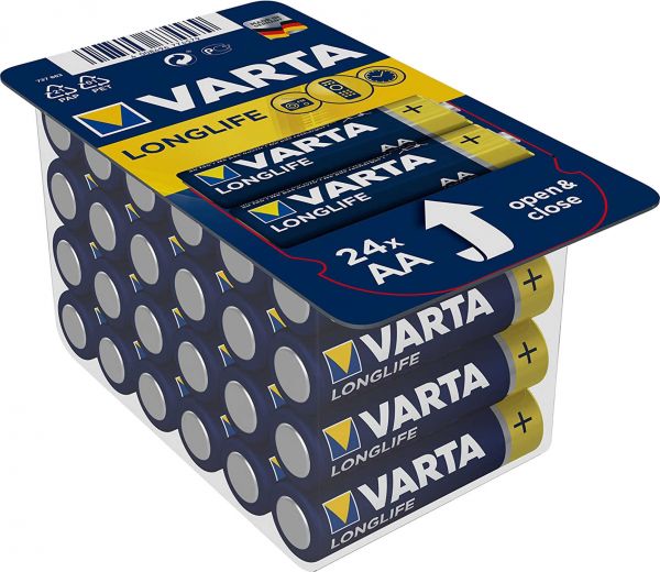 Varta Longlife AA Mignon Alkaline Batterie 24er Blister LR6 MN1500 Stilo 1,5 V 4106