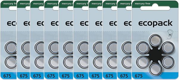 Varta 10x ecopack Gr. 675 Hörgerätebatterien 6er Blister Blau 1,4V PR44