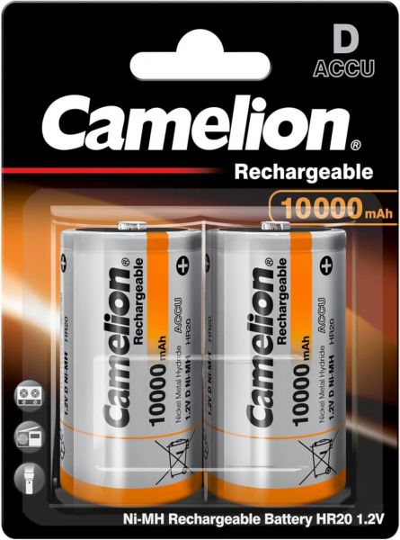 Camelion Recharge Akku NI-MH 10000mAh Mono D 1,2 Volt 2er Blister HR20 17010220