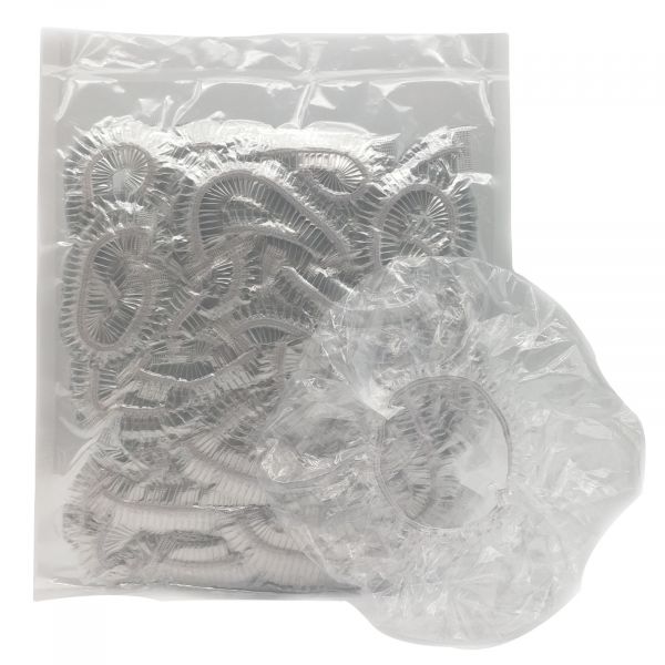 EWANTO 20x Einweg Duschhauben 100er Pack aus transparentem Kunststoff mit Gummizug HA-23