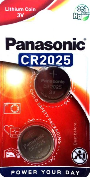 Panasonic Knopfzelle Lithium CR2025 Batterie 2er Blister 3V DL2025 BR2025 KCR2025 LM2025 CR-2025EL/2B