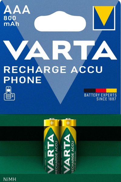 Varta Phone Power HR03 AAA Akku Micro 800 mAh 2er Blister 1,2V NiMH Ministilo T398 58398