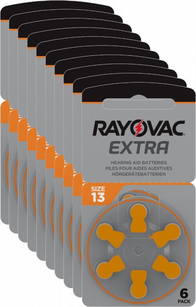 Rayovac 10x Extra Advanced Gr. 13 - 6er Blister Hörgerätebatterien PR48 Orange 24606 13AU-6XEMF