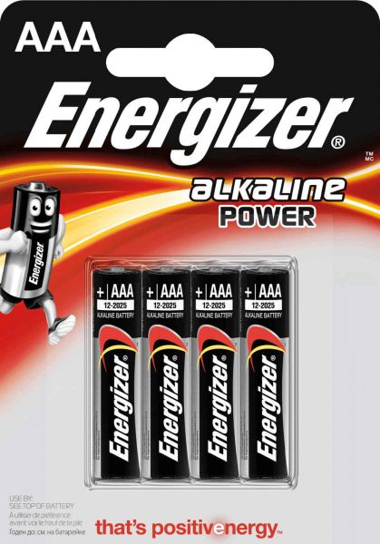 Energizer 12x Alkaline Power AAA 4er Blister Micro Batterie 1,5V LR03 E300132607
