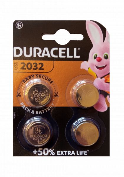 Duracell 2032 Lithium 3V Knopfzelle 4er Blister CR2032 DL2032 2032