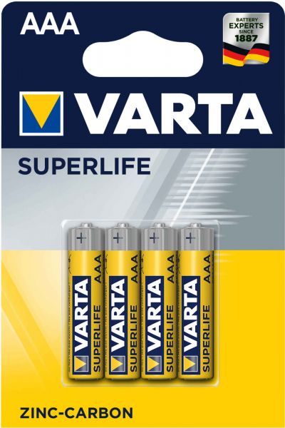 Varta 60x Superlife AAA Zink-Kohle Batterie 4er Blister Micro R03 1,5 V 2003