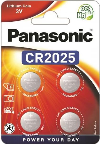 Panasonic Knopfzelle Lithium CR2025 Batterie 4er Blister 3V DL2025 BR2025 KCR2025 LM2025 CR-2025EL/4B