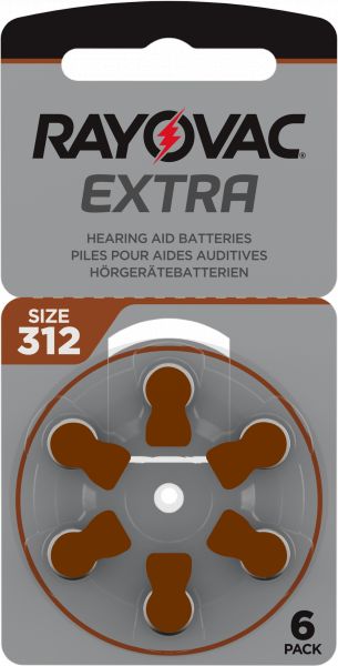 Rayovac Extra Advanced Gr. 312 Hörgerätebatterien 6er Blister PR41 Braun 24607 312AUX-6XEMF