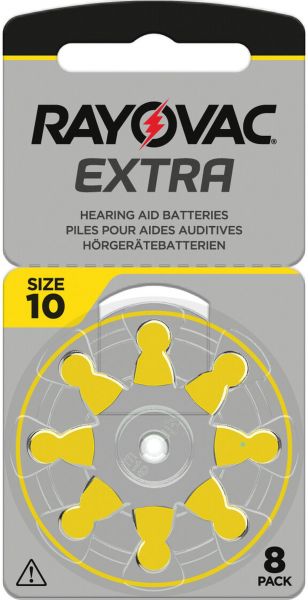 Rayovac 1000x Extra Advanced Gr. 10 Hörgerätebatterien 8er Blister PR70 Gelb 24610 10AUX-8XEMF