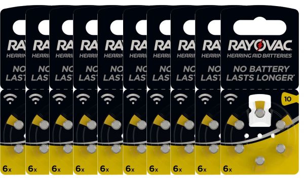 Rayovac 10x Acoustic Special Gr. 10 Hörgerätebatterien 6er Blister PR70 Gelb 1,45V 4610