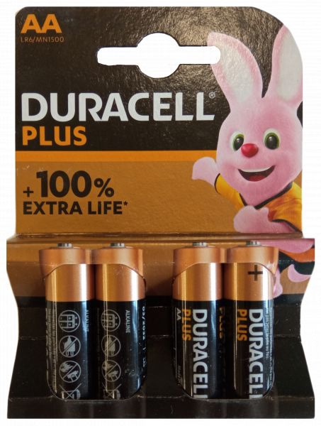 Duracell AA Mignon LR6 1,5V Plus Power 4er Blister Stilo Alkaline MN1500