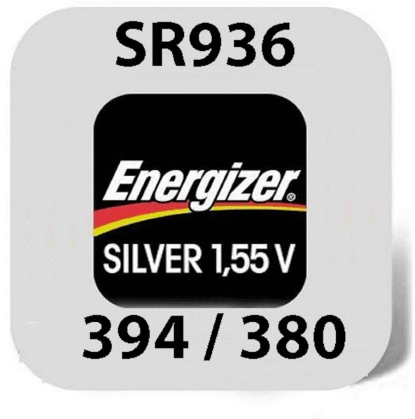 Energizer Uhrenbatterie 394/380 SR936SW SR936W SR45 1,55V E301539005 Silberoxid Uhrenknopfzelle in 1er-Miniblister E301539005