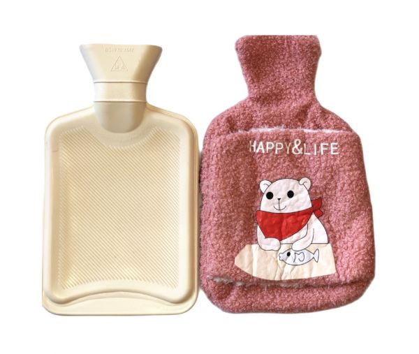 EWANTO Wärmflasche Bettflasche 1000 ml Pink mit Bezug und Kängurutasche für Kinder und Erwachsene WFP-02