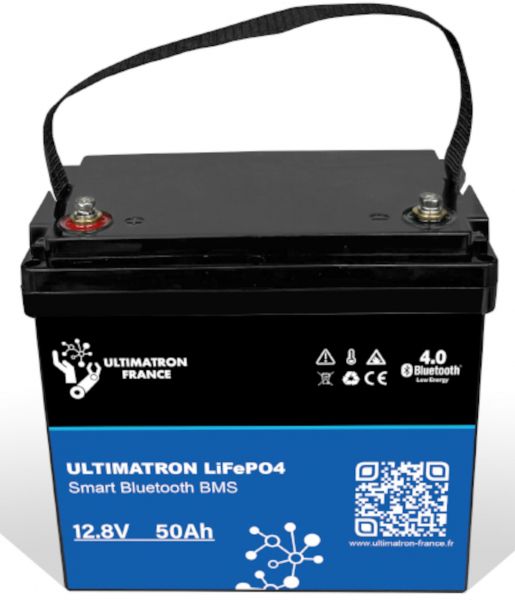 Ultimatron LifePo4 Lithiumbatterie 12,8 V 50Ah UBL-12-50E mit Smart BMS integriert Plastikbehälter gem. § 12 Abs. 3 UStG UBL-12-50E