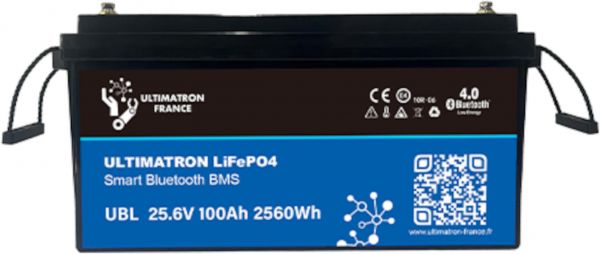 Ultimatron LifePo4 Lithiumbatterie 25,6 V 100Ah UBL-24-100 mit Bluetooth und Smart BMS integriert Plastikbehälter UBL-24-100