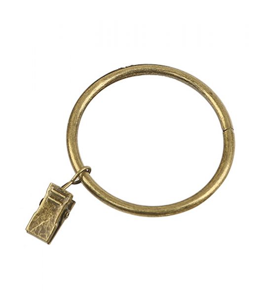EWANTO Vorhangringe 10 Stück Patina 45 mm Durchmesser Gardinenringe Gardinenhaken Set Ring mit 18 mm Clip matt Gold HH-14