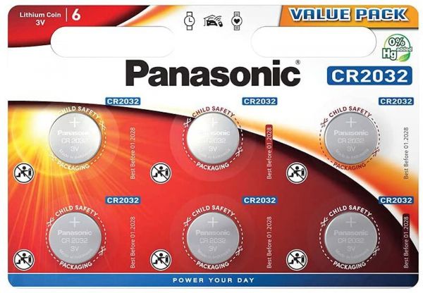 Panasonic 20x Knopfzelle Lithium CR2016 6er Blister 3V CR-2016EL/6BP