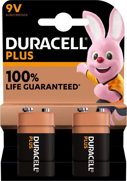 Duracell 10x Plus Power 9V Plus Block 2er Blister Alkaline Batterie MN1604 6LR61 MN1604