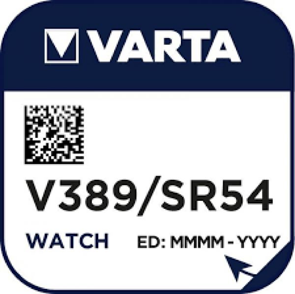 Varta 100x Watch V 389 Uhrenzelle Knopfzelle SR 1130 SW Silber-Oxid 90 mAh 1,55 V 1er Blister V 389