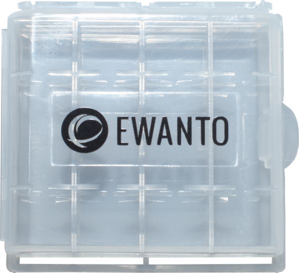 EWANTO 100x Batteriebox / Akkubox zu Aufbewahrung von 4 Stk. Mignon (AA) oder Micro (AAA) Batterien und Akkus mit Logo E014003