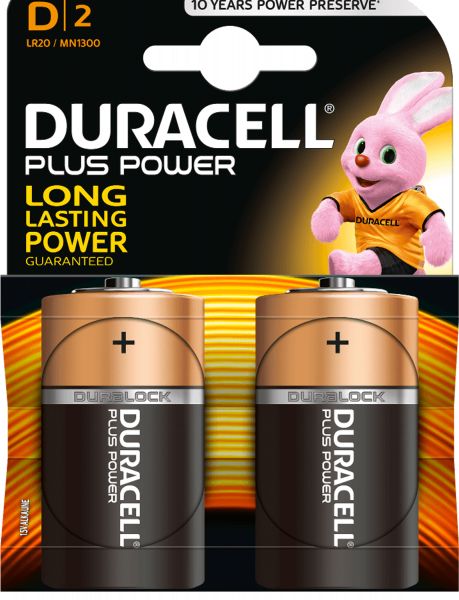 Duracell 2x Plus Power D LR20 Mono 1,5 V Alkaline Batterie 2er Blister MN1300 Torica MN1300