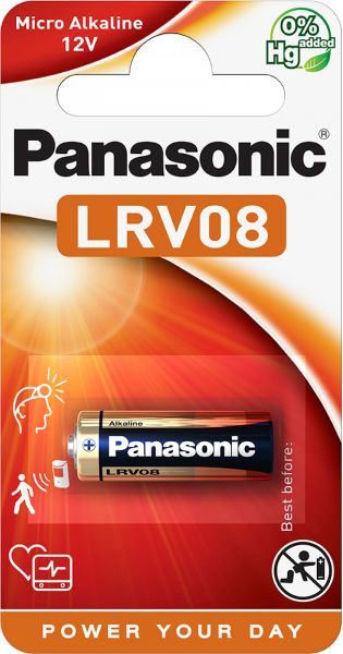 Panasonic 1er Blister Micro Alkaline LRV08/1BP Alkaline 12V Produktgröße 28 mm x 10 mm A23 MN21 LRV08L/1BP