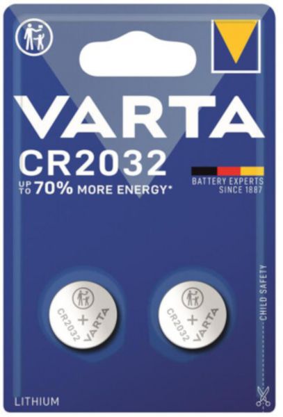 Varta 2er Lithium Knopfzellen 3V CR2032 Knopfbatterie Blister kindersichere Verpackung für elektronische Kleingeräte - Autoschlüssel Fernbedienungen und Waagen ‎ VCR2032