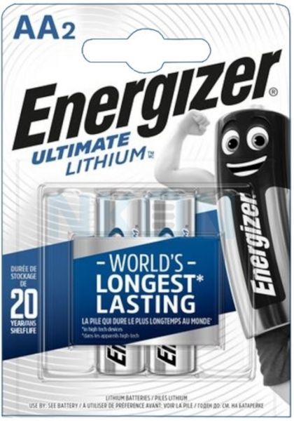 Energizer 2er Ultimate Lithium AA Mignon L91 Batterie 1,5V 3000 mAh E301535204 FR6 Li-FeS2 Blister E301535204