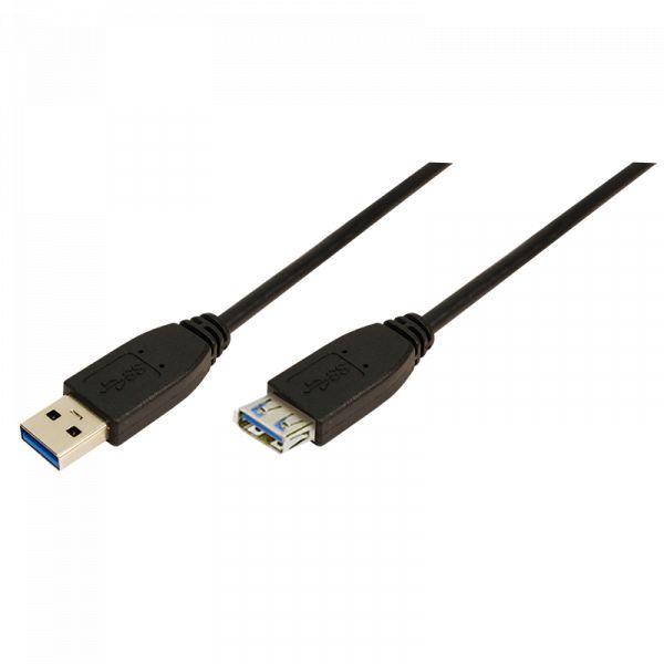LogiLink USB Cable, USB 3.0, AM to AF, black, 1,0m CU0041