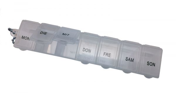 EWANTO Tablettenbox Pillendose Medikamentenbox 7 Tage mit Schlüsselanhänger transparent BPA-frei HA-33