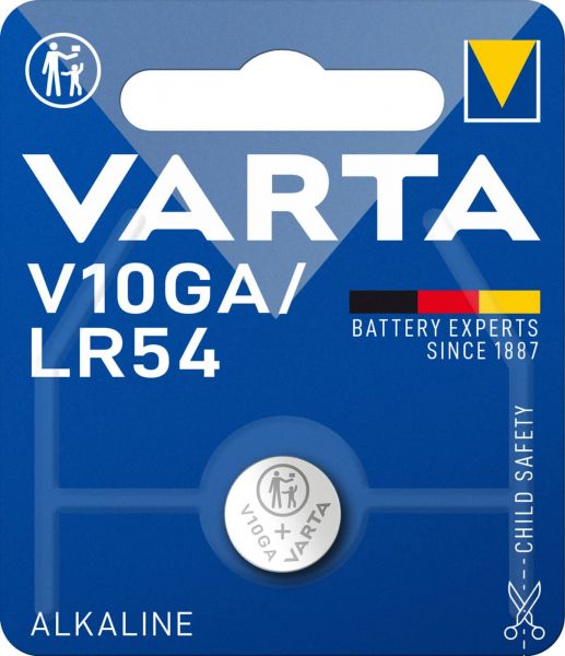 Varta V10GA LR54 1er Blister Alkaline Special Alkali-Mangan Knopfzelle 1,5V Typ 4274 V10GA