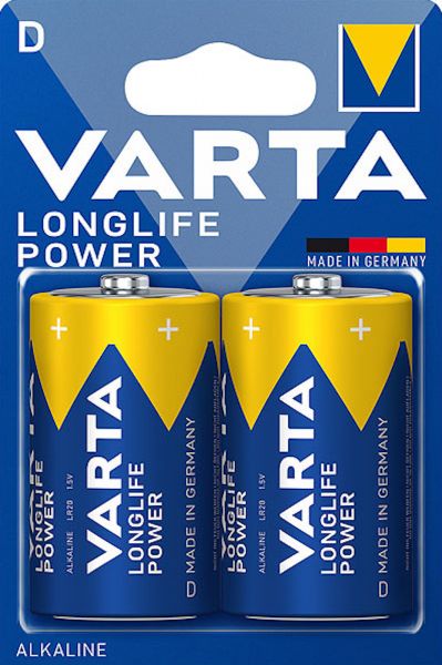 Varta Longlife Power D LR20 Mono 1,5 V Alkaline Batterie 2er Blister MN1300 Torica 4920