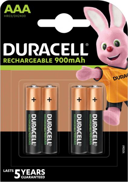 Duracell Recharge Ultra Akku AAA HR03 900 mAh vorgeladen 4er Blister Micro Mini Stilo DX2400