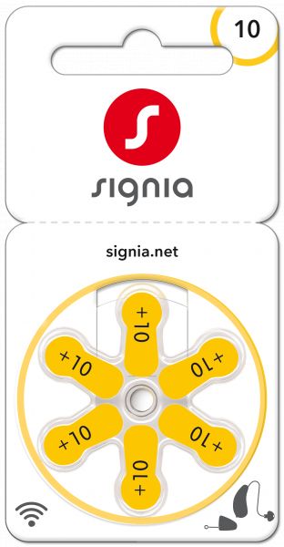 Signia Gr. 10 Hörgerätebatterien 6er Blister PR70 Gelb 24610 Sig10 24610313436