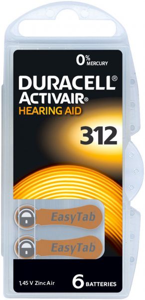 Duracell 400x Activair Gr. 312 Hörgerätebatterien 6er Blister PR41 Braun 24607 Hearing Aid 24607777106