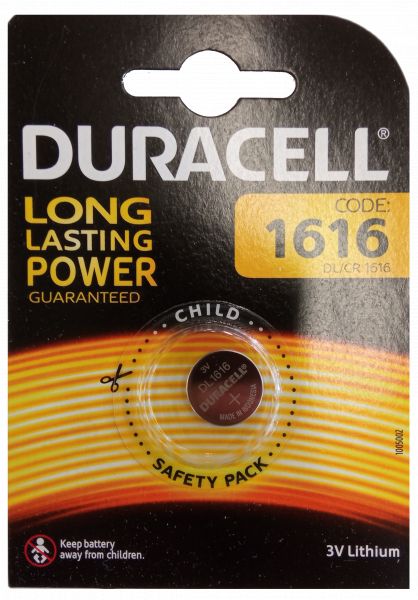 Duracell Lithium 3V Zelle 1er Blister CR1616 Knopfzelle Lithium Coin DL1616 BR1616 1616